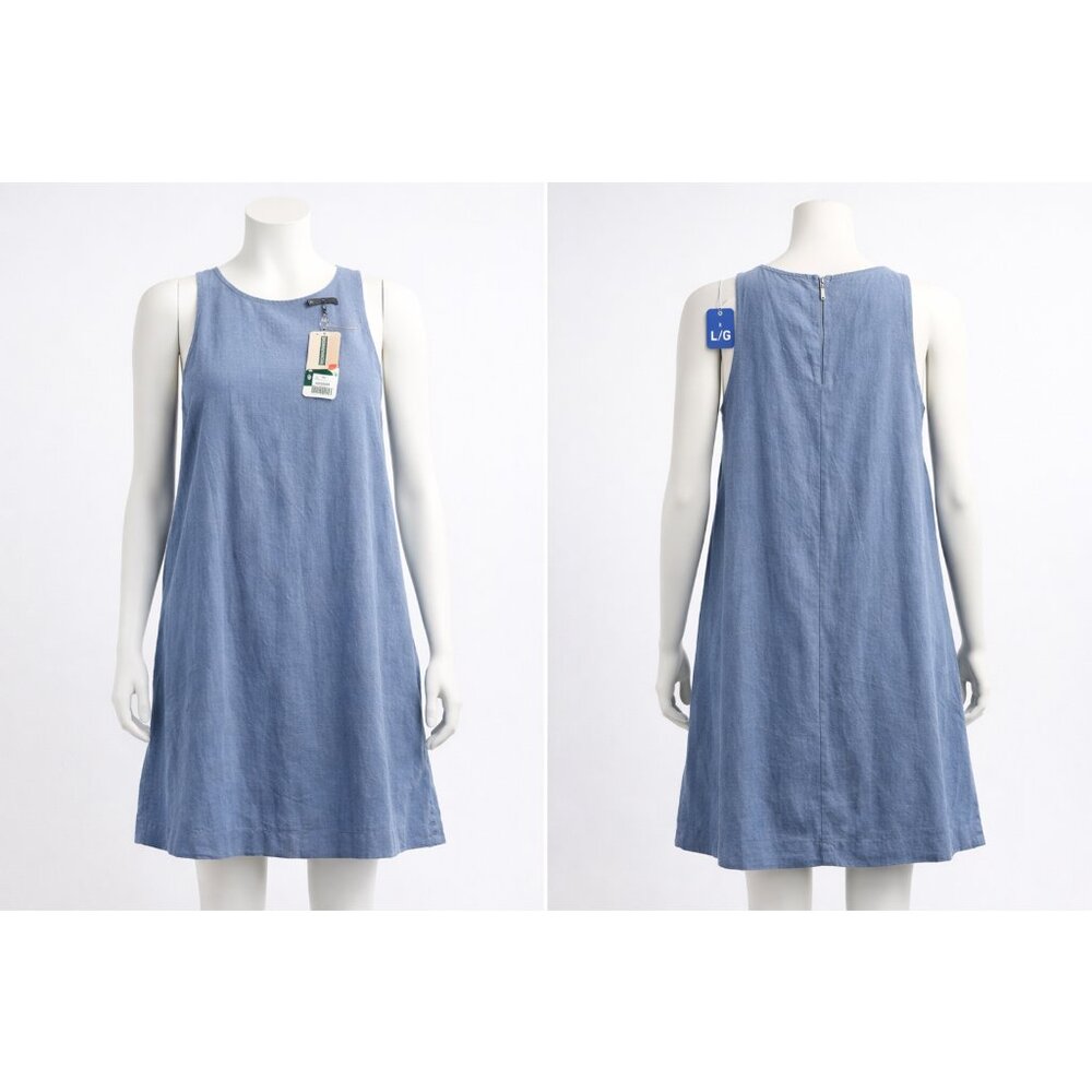Robe Femme Bleue Sans Manches Coupe Droite Neuve Avec Étiquettes